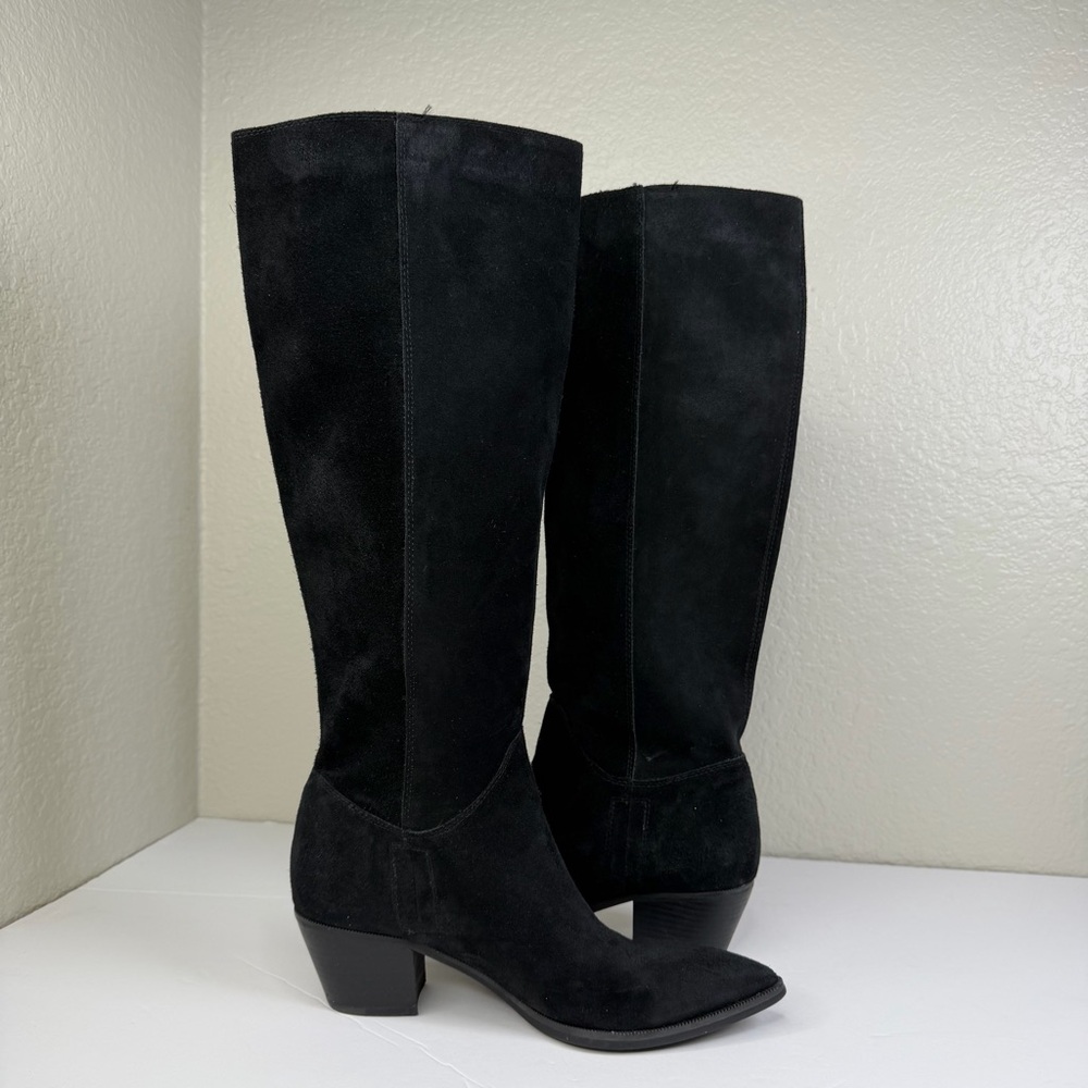 Sam Edelman Women’s Black Suede Knee High Rowena Stacked Heel Boots Size 7M - Picture 7 of 12